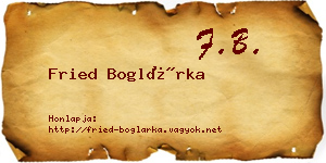 Fried Boglárka névjegykártya